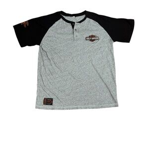 Harley-Davidson Gray and Black Short Sleeve Tee